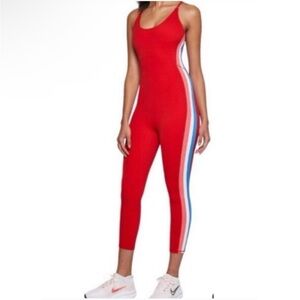 4 Laps Red Women's Jumpsuit with Side Stripes
